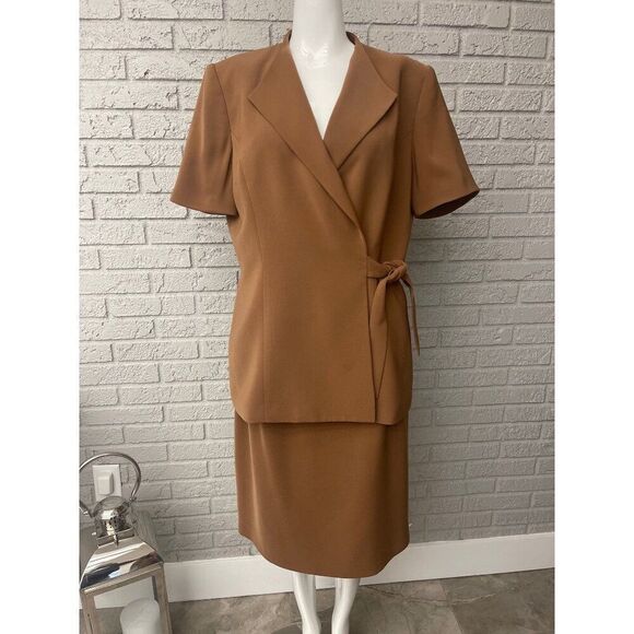 Kasper ASL Women Career Short Sleeve Jacket & Skirt 2 Pcs Suit Set Size 12 - Picture 1 of 11